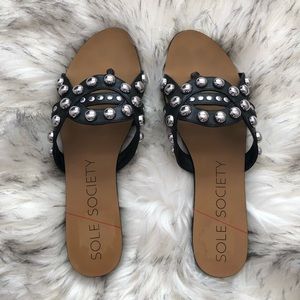 Sole Society Emmalyn Stud Thong Sandals Slides